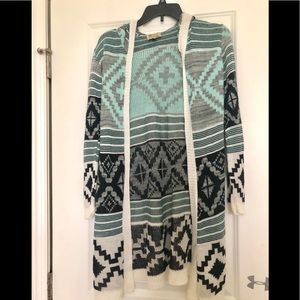 Hooded Aztec Cardigan